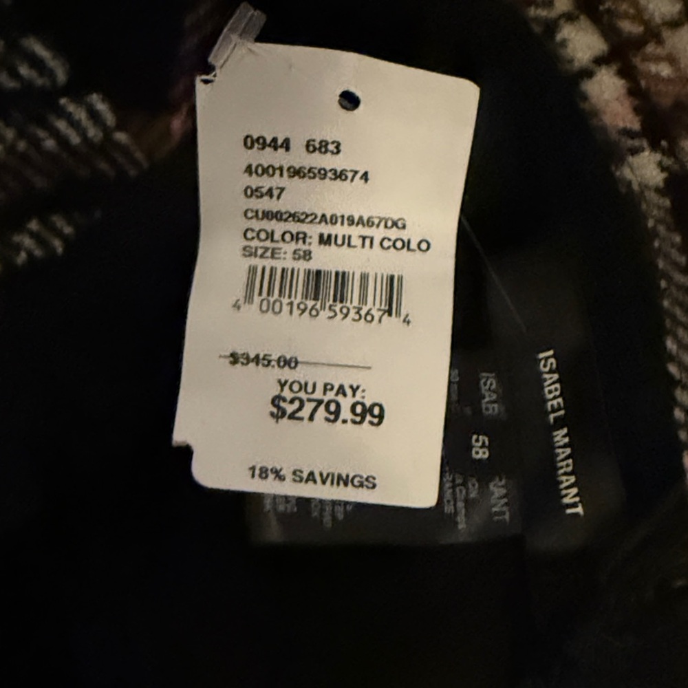 Isabel Marant Plaid Bucket Hat - Black, Brown, White - NEW with tags! - Picture 6 of 6